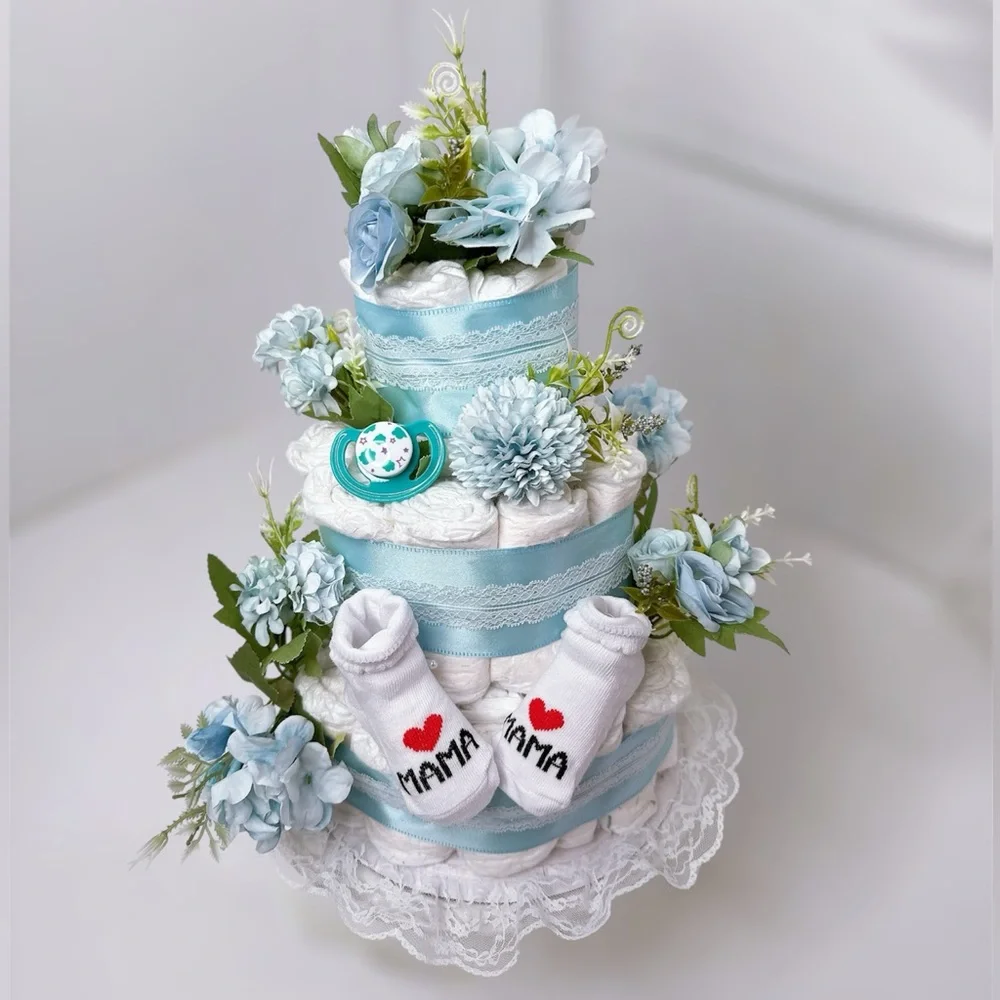 Flowers Boy Diaper Cake, Baby Shower Gift
